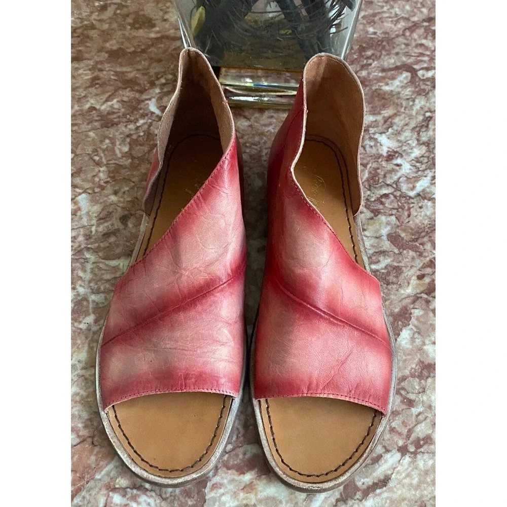 Free People Women's Red Leather‎ Mont Blanc Sandals Size 37/US 7 EUC! $168
